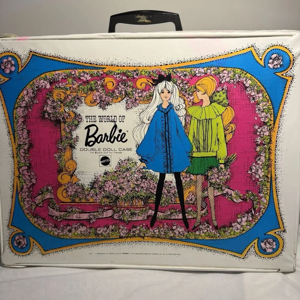 Mattel 1968 Vintage Barbie Double Doll Carrying Case the World of Barbie Vinyl